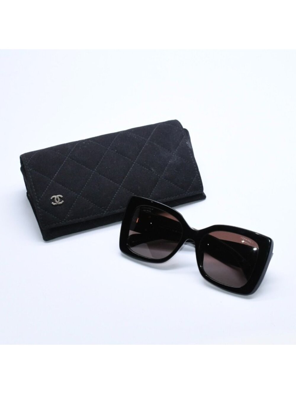 Chanel Sunglasses CC Logo Acetate Black Gold Eyewear